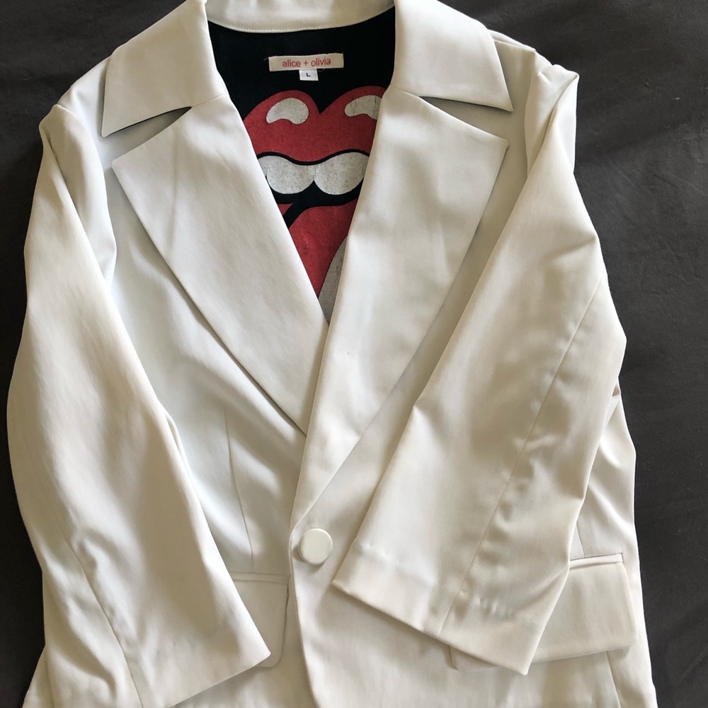 SOLD Alice + Olivia White Jacket Rolling Stones